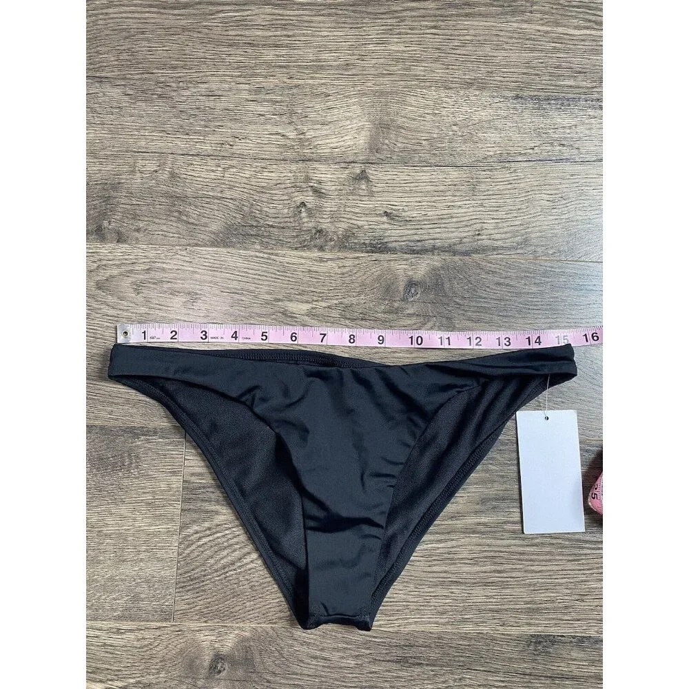 NWT Womens Swimsuits For All cheeky low rise black bikini bottoms size 10‎